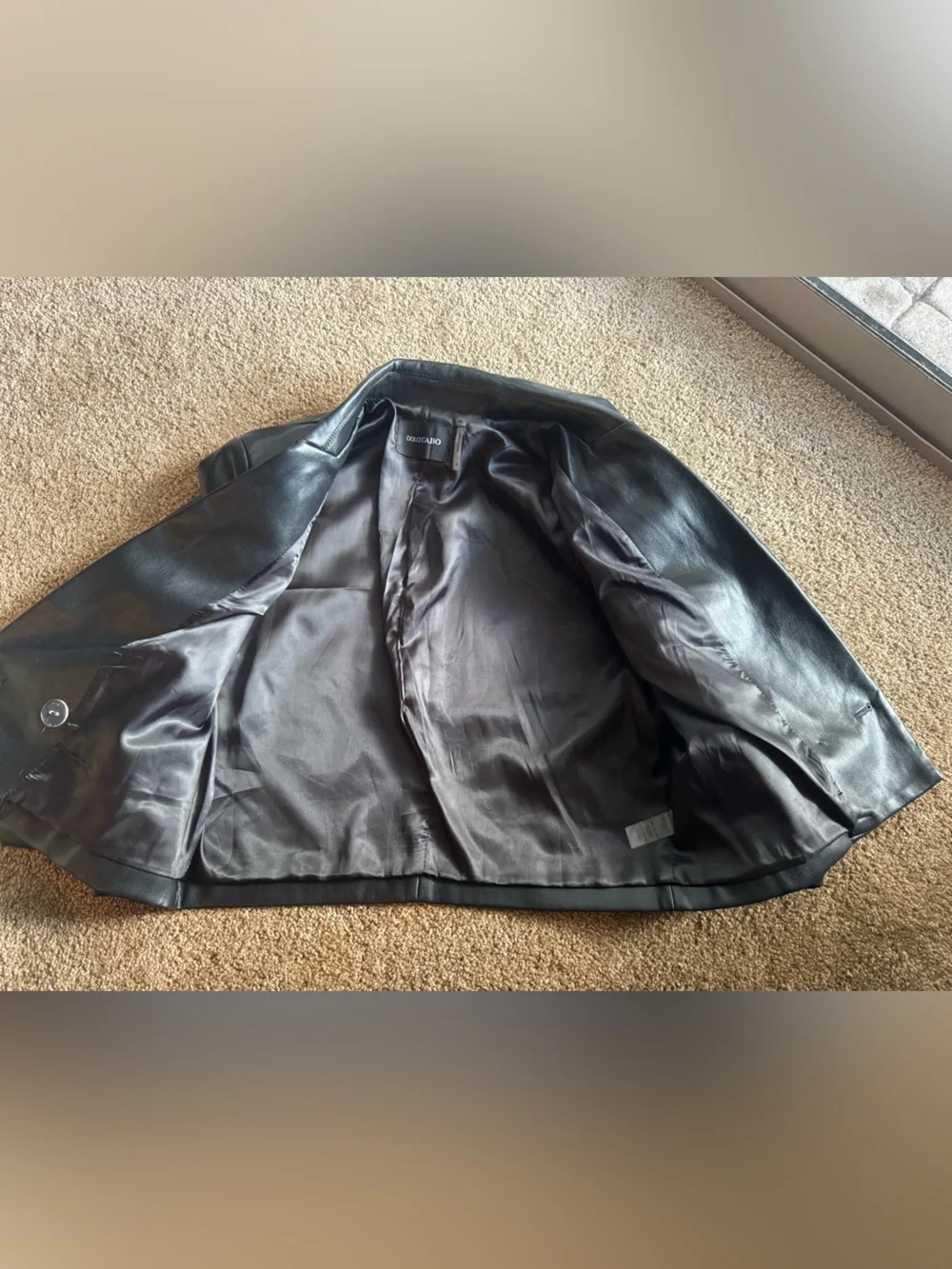 Dolce Cabo Vegan Leather Double Breasted Cropped Blazer